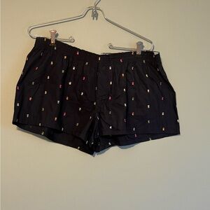 No Boundaries Black Casual Shorts with Multicolor Embroidery